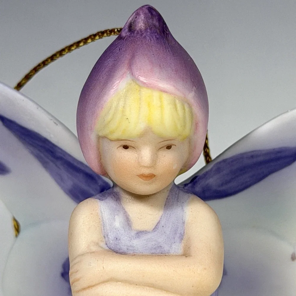 Vintage 1988 Dave Grossman Fairy Dreams Flower Fairy Porcelain Ornament Japan